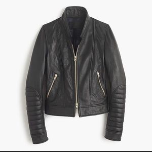 JCREW Collection Black Standing-Collar Leather Jacket